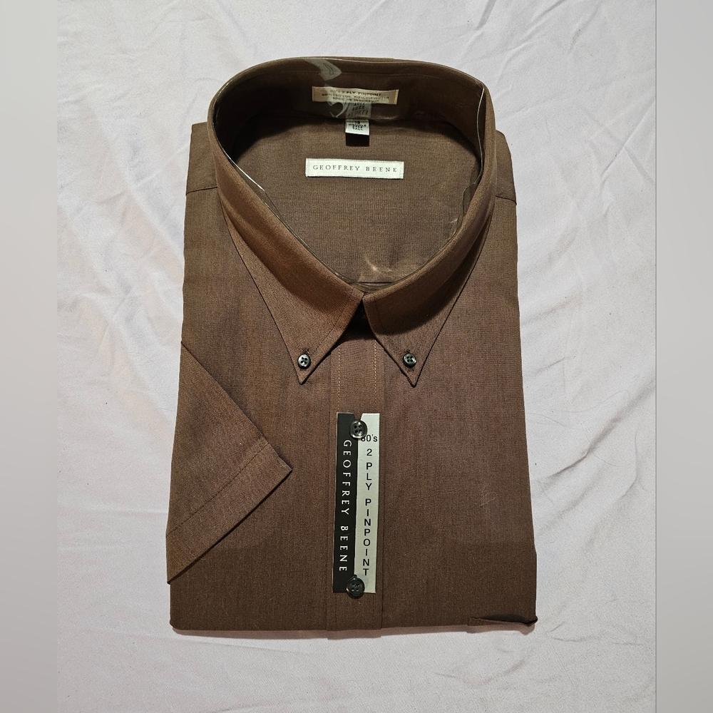 Geoffrey Beene Brown Mens Big & Tall Dress Shirt New with Tags! Father's Day!